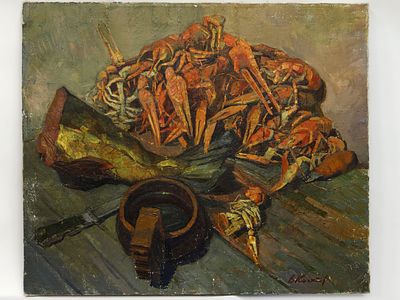 [Архив художника] Костюков В.И. Картина &laquo;Раки&raquo;, 1979 г. 
На лицевой стороне работы в правом 