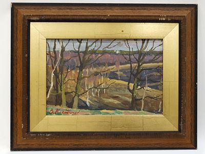 [Архив художника] Костюков В.И. Картина &laquo;В начале мая&raquo;, 2000 г. 
На лицевой стороне работы в 