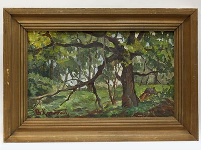 [Архив художника] Костюков В.И. Картина &laquo;Дуб&raquo;, 2002 г. 
На лицевой стороне работы в левом 