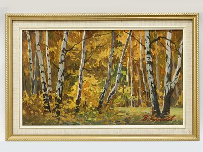 [Архив художника] Костюков В.И. Картина &laquo;Осенний разговор&raquo;, 2002 г. 
На лицевой стороне 