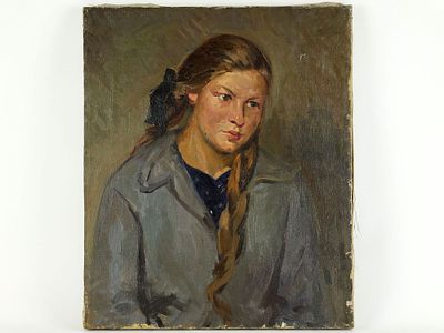 Потапов (по подписи). Картина &laquo;Портрет девушки&raquo;, середина – вторая половина XX в. 
На 