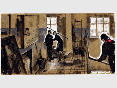 [Архив художника] Курзенков Л.С. Картина &laquo;Жанровая сцена&raquo;, из серии работ &laquo;Воспоминания&raquo; 