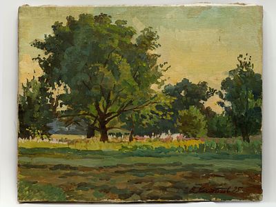 [Архив художника] Костюков В.И. Картина &laquo;Старые ветлы&raquo;, 1995 г. 
На лицевой стороне работы в 