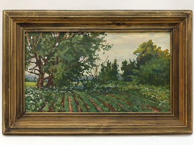 [Архив художника] Костюков В.И. Картина &laquo;Грядки&raquo;, 1999 г. 
На лицевой стороне работы в правом 