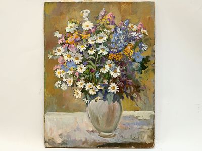 [Архив художника] Костюков В.И. Картина &laquo;Натюрморт с ромашками в вазе&raquo;, последняя четверть XX 