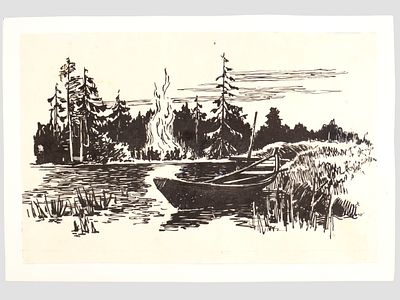 [&laquo;Союзмультфильм&raquo;!] Позин Г.А. Рисунок &laquo;У костра&raquo;, сер. 1950-х гг. 
Работа не имеет подписи 