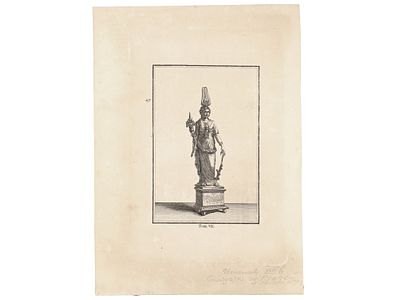 [Гравюра XVIII в.!] Гравюра книжная &laquo;Статуэтка из Помпей&raquo;, XVIII в., Италия. 
В композицию 