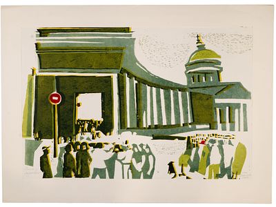 [Городские пейзажи Санкт-Петербурга!] Васильева Е. Литография &laquo;Толпа у Казанского&raquo;, 2009 