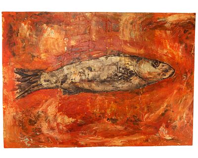 Н.Х. Картина &laquo;Рыба&raquo;, кон. XX в. 
Авторская подпись не была обнаружена. 
Бумага плотная, 