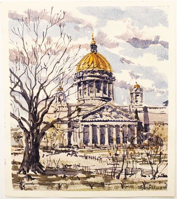 Тупейко А.В. Рисунок "Исаакиевский собор", 2020 г. 
На лицевой стороне листа в правом нижнем 