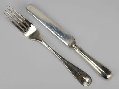 Вилка и нож столовые. Немиров-Колодкин Николай Васильевич, Российская Империя, 1896 год. 