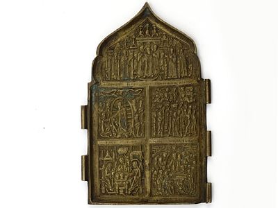 Центральная створка четырёхстворчатый складеня &laquo;Двунадесятые праздники&raquo;. Российская империя 