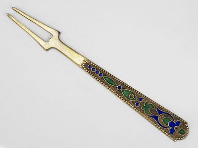 Вилка для лимона. Серебро. Ленинградская ювелирная фабрика, СССР, 1957 год. 
Серебро 875 