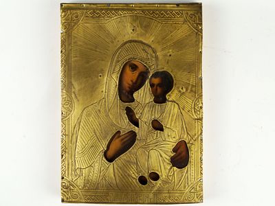 Икона "Богородица Смоленская". Российская Империя, начало ХХ века. 
Дерево, темпера. Оклад - 