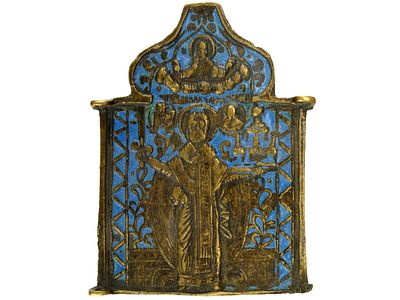Средняя часть складня "Николай Можайский Чудотворец". Российская Империя, вторая половина XIX 