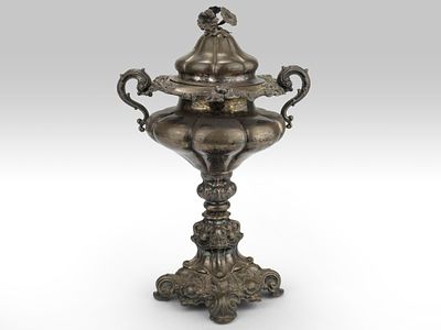 Сахарница на высокой ножке. Швеция, LL&amp;C, Гётеборг, 1865 год. 
Серебро, штамп, прочеканка, 