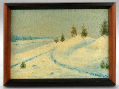 Зеленин Э.Л. (?) Картина &laquo;Снег&raquo;, 1991 г. 
Эдуард Леонидович Зеленин ( 1938— 2002 ) — русский и 