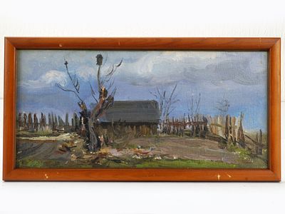 Картина. Этюд. "Деревенский домик. Валаам" Карельская АССР. Художественный салон. 1960-1970е 