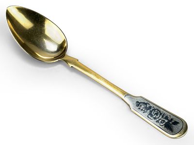 Десертная ложечка. Завод &laquo;Северная чернь&raquo; (Великий Устюг), СССР, 50-е годы ХХ века. 
Серебро 