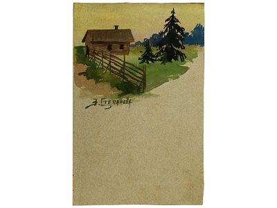 В. Степанова. "Домик за околицей", 1920-1940-е гг. 
Бумага, 