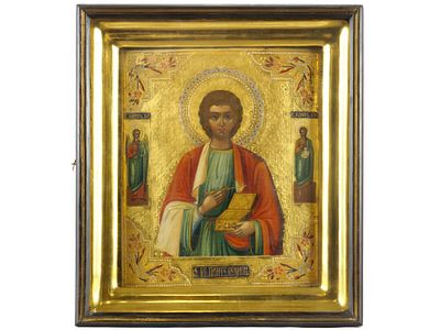 Икона "Святой Великомученик Пантелеймон". Владимирская школа, Россия, вторая половина ХIХ 