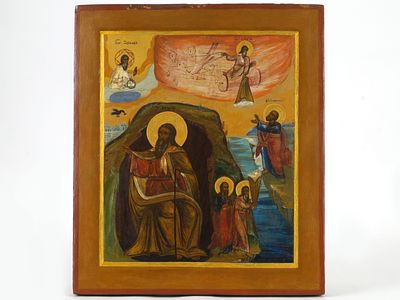 Икона "Огненное восхождение пророка Илии". Россия, конец XIX века. 
Дерево, левкас, темпера, 