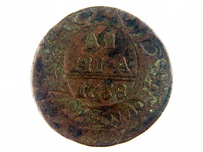 Денга 1738. Российская империя. Анна Ивановна. 
Медь. Вес 7,79 г. Гурт сетчатый. 