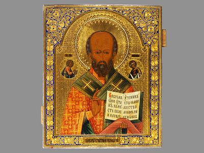 Икона &laquo;Святитель Николай Чудотворец&raquo;. Конец XIX - начало ХХ века. Мстера Владимирской 