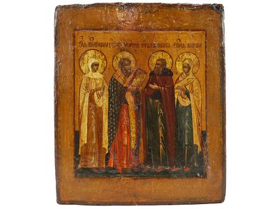 Икона "Избранные Святые" (Мученица Агафья, Святитель Тимонтей (Тимофей), Преподобный Никита 