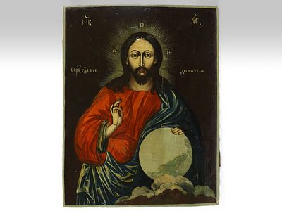 Икона "Господь Вседержитель" (Спаситель мира). Мастерская Горбуновых, с. Холуй Владимирской 