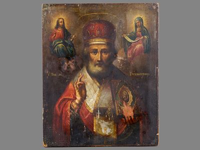 [Период правления Александра I.] Икона &laquo;Святитель Николай Чудотворец&raquo; (зимний) с избранным 