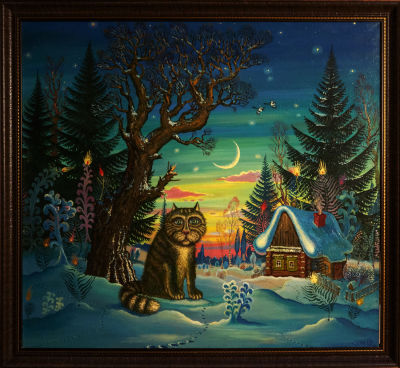 Дырин Юрий. Январский кот. Дырин Юрий "Январский Кот". Размер 95*105 см. Оформлена в раму. Холст 
