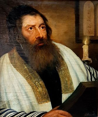 JOHN ADALBERT HEINE (1850-1905), שמן על בד, לומד תורה לאור נר, 60X50ס"מ, חתום. ציור מרשים 