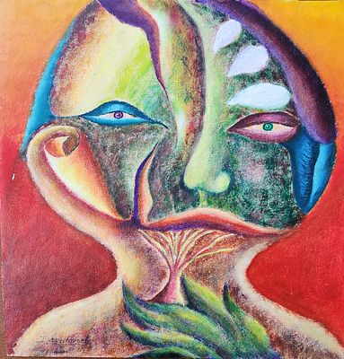 רחל דוידוביצ'י (Raquel Davidovici), שמן על טפט, פרצוף, 26X27ס"מ, חתום. מקור: עיזבון האמנית.