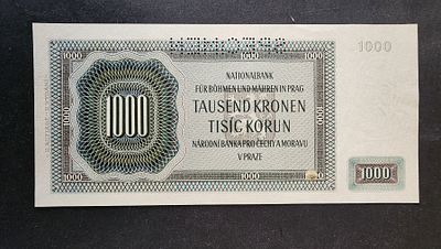 צ'כוסלובקיה- פיק 15, ספסימן !! SPECIMEN, משנת 1942, 1000 קורון, UNC.
