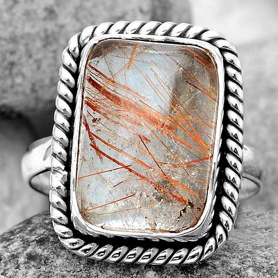 טבעת כסף סטרלינג 925 משובצת באבן רוטילייטד קוורץ גוון ברונזה טבעית. גודל האבן 15X11מ"מ, משקל 