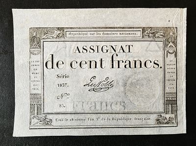 צרפת- FRANCE - פיק A78 משנת 1795, 100 פראנק, XF. שטר בן מעל ל200 שנים.