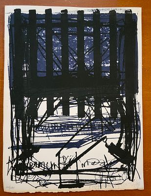 משה קופפרמן (2003 - 1926), ליטוגרפיה, מופשט, 30X22ס"מ, חתום , מתוארך 1994, ממוספר 105/385.