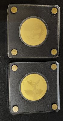 צ'אד- CHAD, לוט 2 מדליות זיכרון מזהב 999. מכילות 1/200 אונקיה זהב כל אחת, כלומר יחד 1/100 האונקיה.