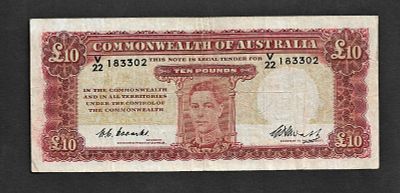 אוסטרליה- AUSTRALIA- פיק 28c, משנת 1949, 10 פאונד, VF, נדיר!