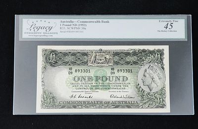 אוסטרליה- AUSTRALIA, פיק 30, עריך של פאונד, 1953. XF. מדורג LEGACY 45.