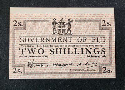 פיג'י- FIJI- פיק 50, משנת 1942, 2 שילינג, UNC (עם חור סיכה).