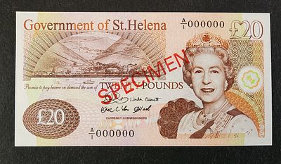 סנט הלנה- ST. HELENA- פיק 13, משנת 2004, 20 פאונד, UNC. ספסימן SPECIMEN!!