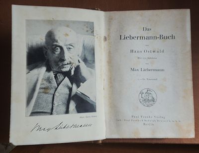 מקס ליברמן- Max Liebermann. ספר עם הקדשת וחתימת האמן הנודע. כריכה קשה, 468ע"מ, מצב לא משהו. 