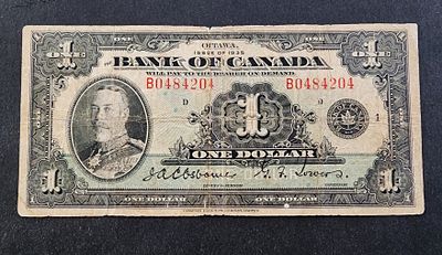 קנדה- CANADA עריך של 1 דולר, 1935, מצב FINE. המלך ג'ורג ה-VI.