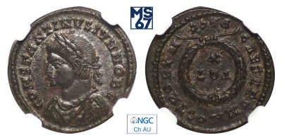 Фолис. Константин II. 337-340 гг. н. э. В слабе NGC Ch AU. Бронза.
