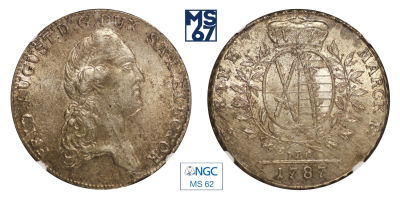 Талер 1787. В слабе NGC MS 62. Серебро. Саксония.