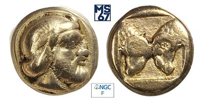 Гекта 454-427 гг. до н. э. В слабе NGC F. Золото. Остров Лесбос. (2,45 г.)