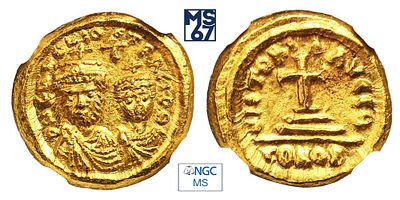 Солид 613-641. В слабе NGC MS. Золото. Византийская империя. (4,54 г.)
