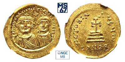 Солид 613-641. В слабе NGC MS. Золото. Византийская империя. (4,46 г.)